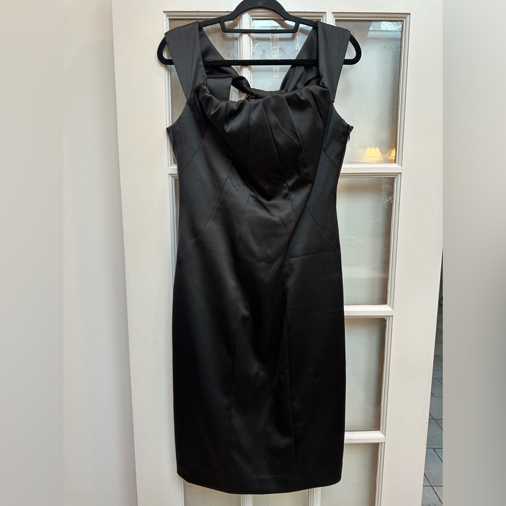 Eliza J Elegant Black Back Bow Formal Satin Classic Timeless Dress Size 12 P